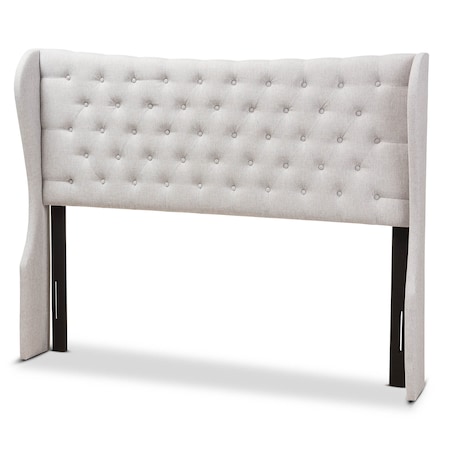 Baxton Studio Cadence Beige Button-Tufted King Size Winged Headboard 141-7528